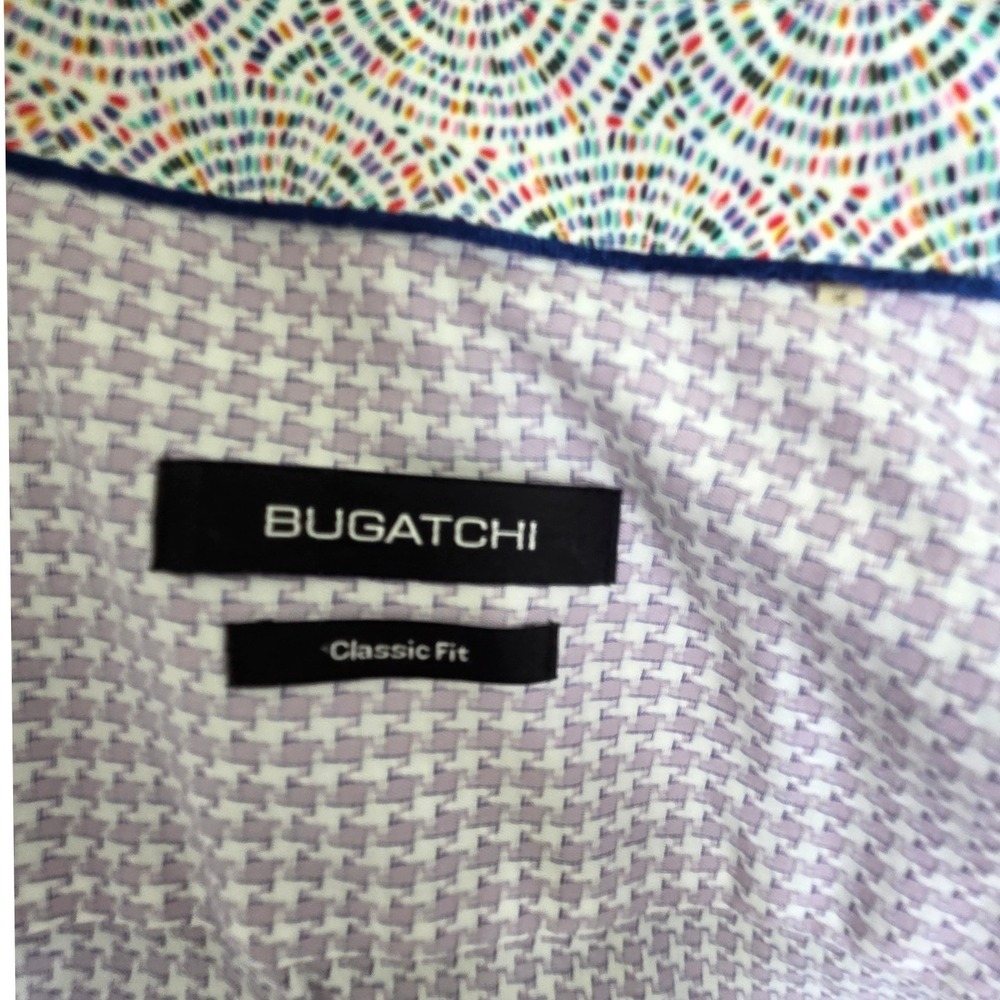 BUGATCHI Men Shirt XL Classic Fit Lavendar Micro Geometric LS